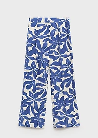 Printed linen-blend pants