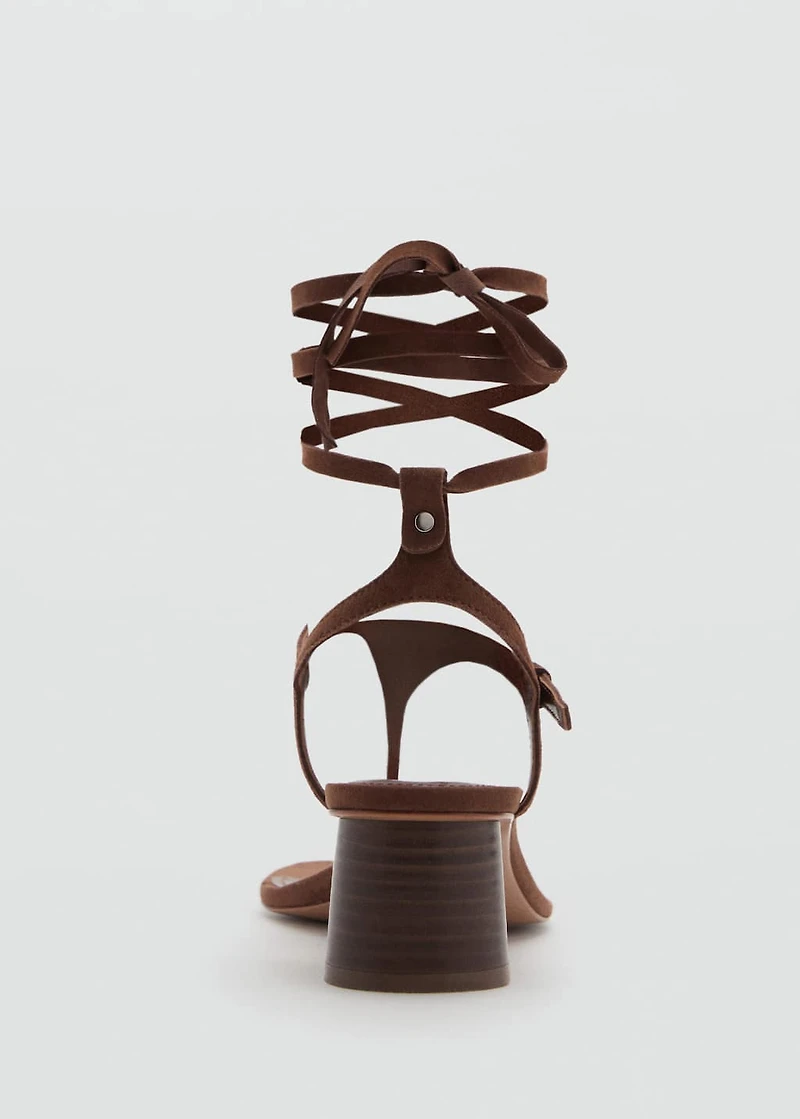 Suede leather heeled sandal
