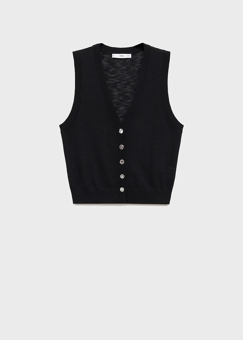 Fine-knit vest with buttons