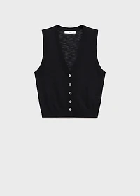Fine-knit vest with buttons
