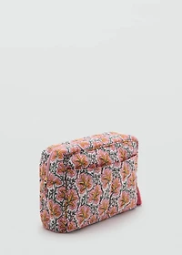 Flower-printed cotton toiletry bag