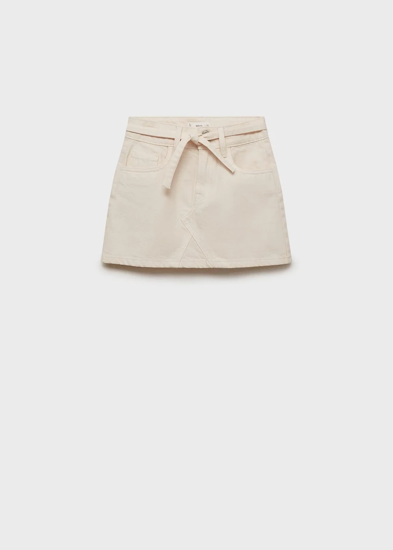 Denim skirt with bow