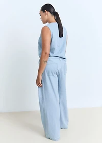 Mid-rise wide leg denim pants