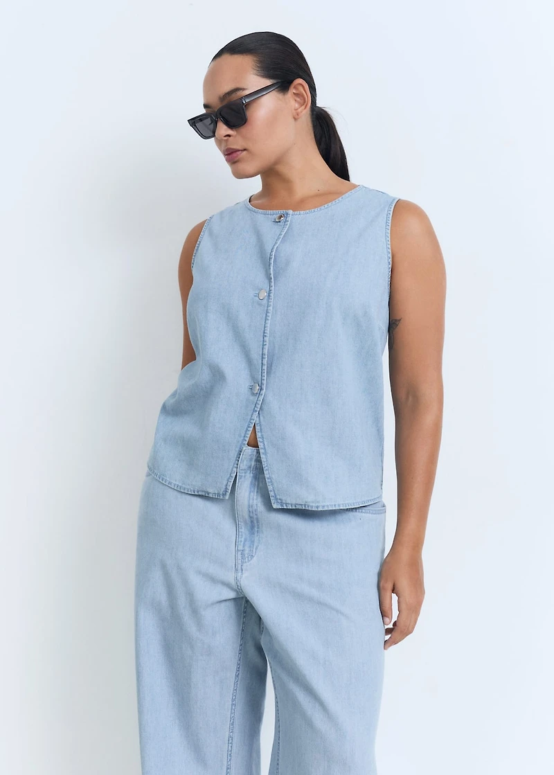 Mid-rise wide leg denim pants