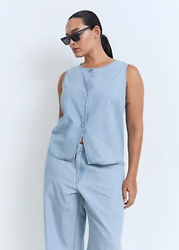 Mid-rise wide leg denim pants