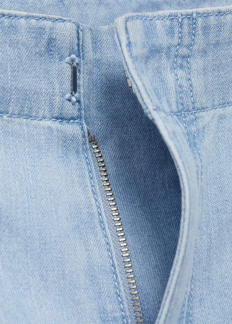 Mid-rise wide leg denim pants