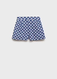 Printed linen shorts