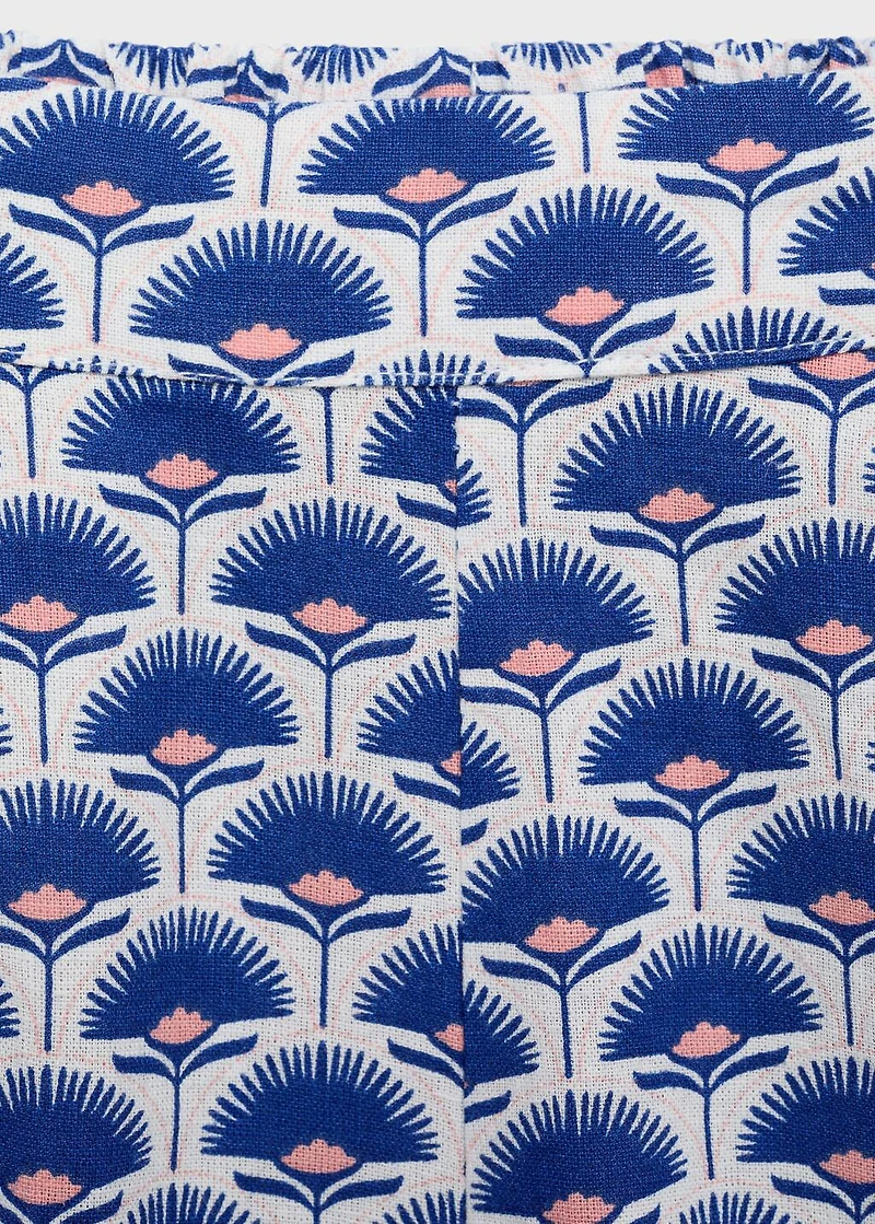 Printed linen shorts