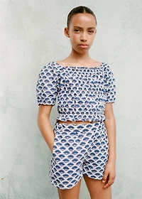 Printed linen shorts