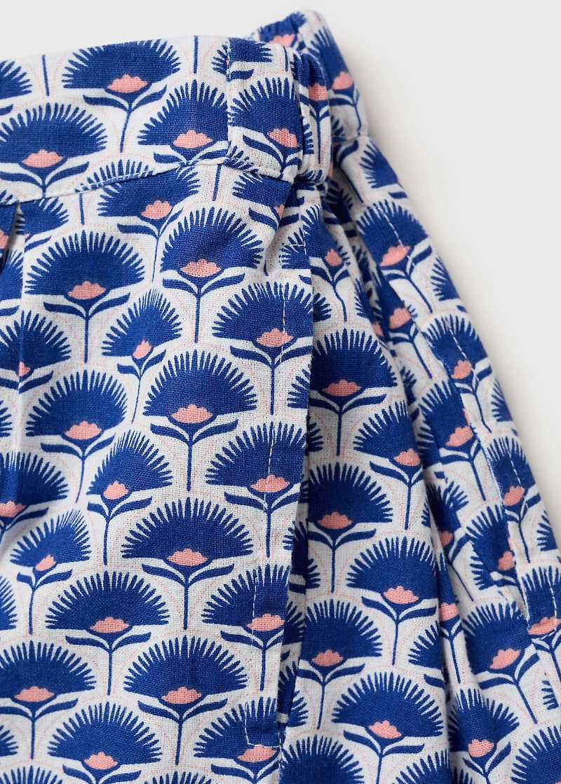 Printed linen shorts