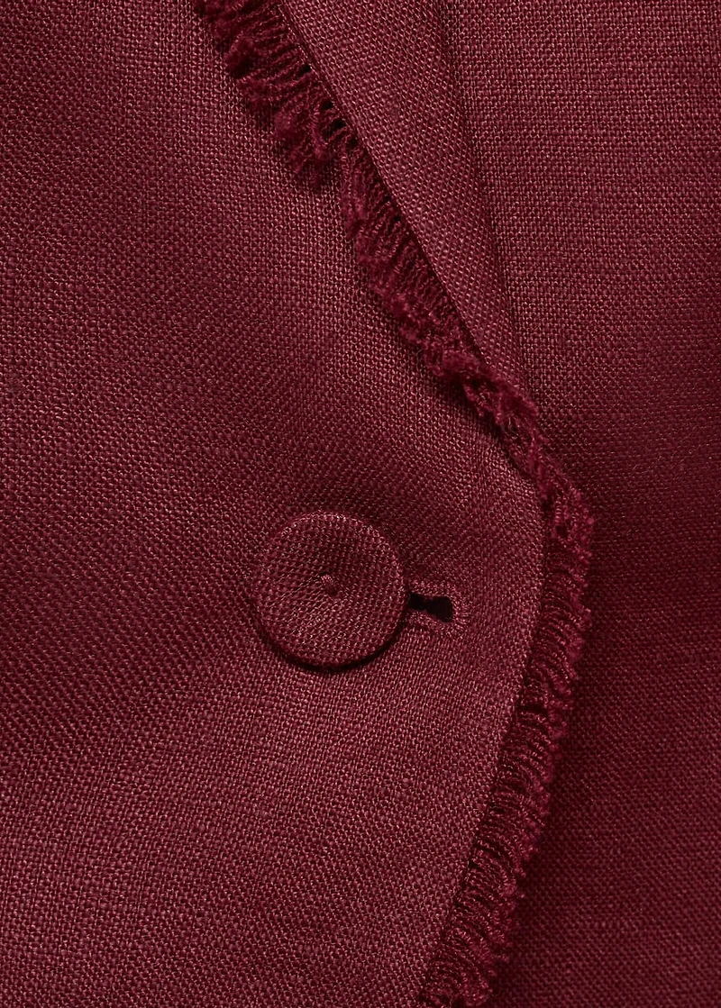 Linen suit blazer with frayed ends