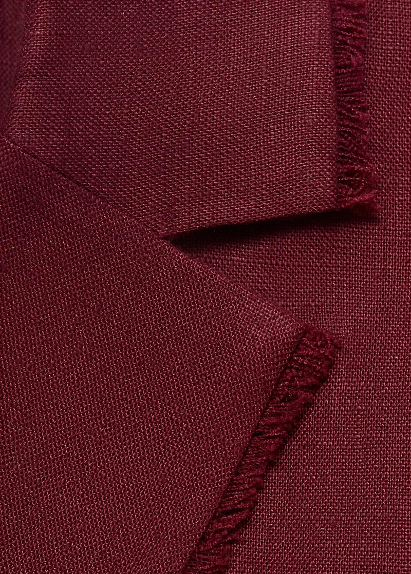 Linen suit blazer with frayed ends