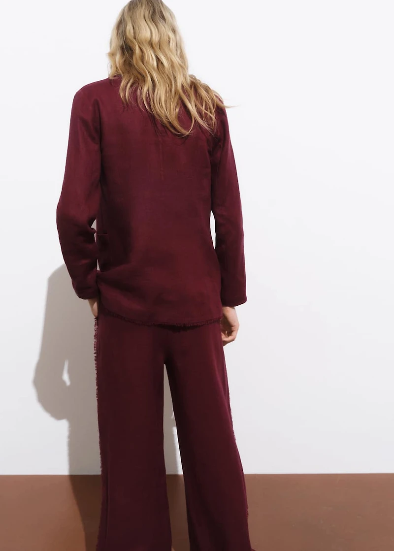 Linen suit blazer with frayed ends