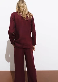 Linen suit blazer with frayed ends
