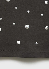 Halter top with metallic appliqués