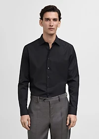Slim-fit cotton poplin suit shirt