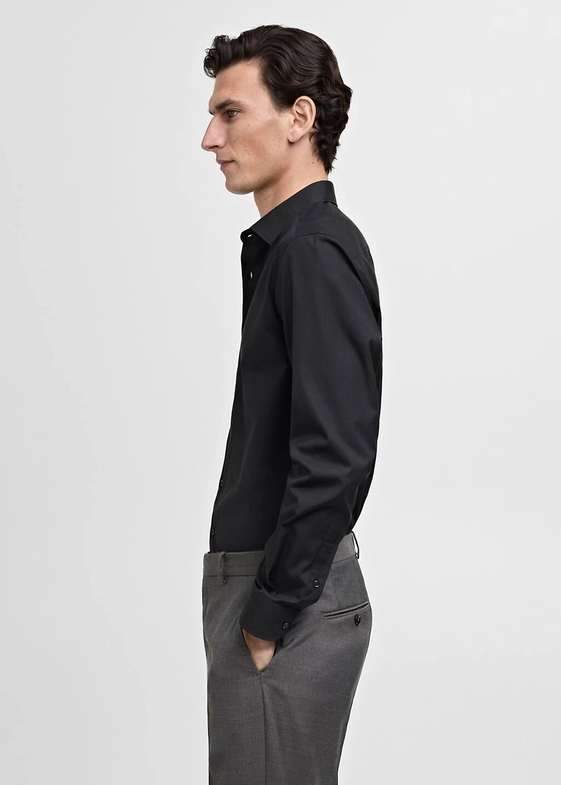 Slim-fit cotton poplin suit shirt