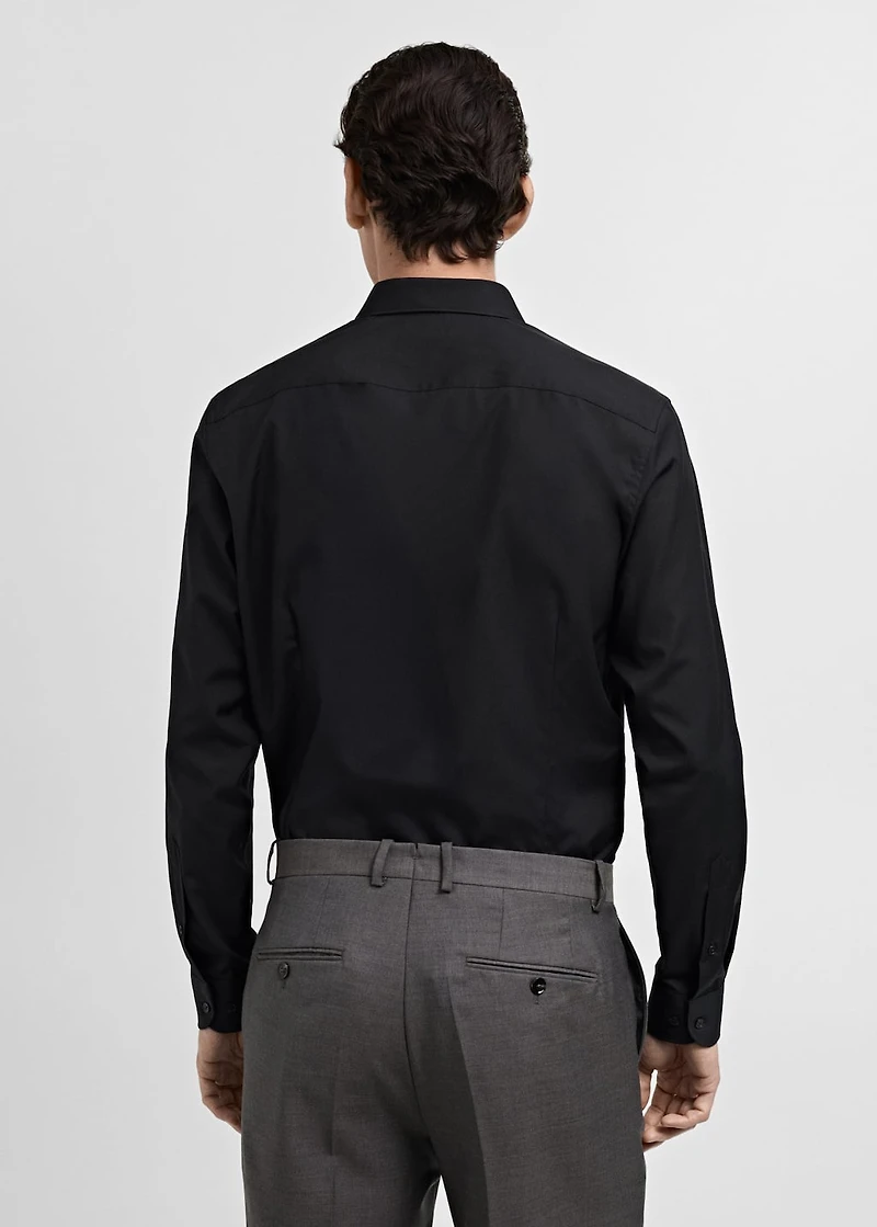 Slim-fit cotton poplin suit shirt