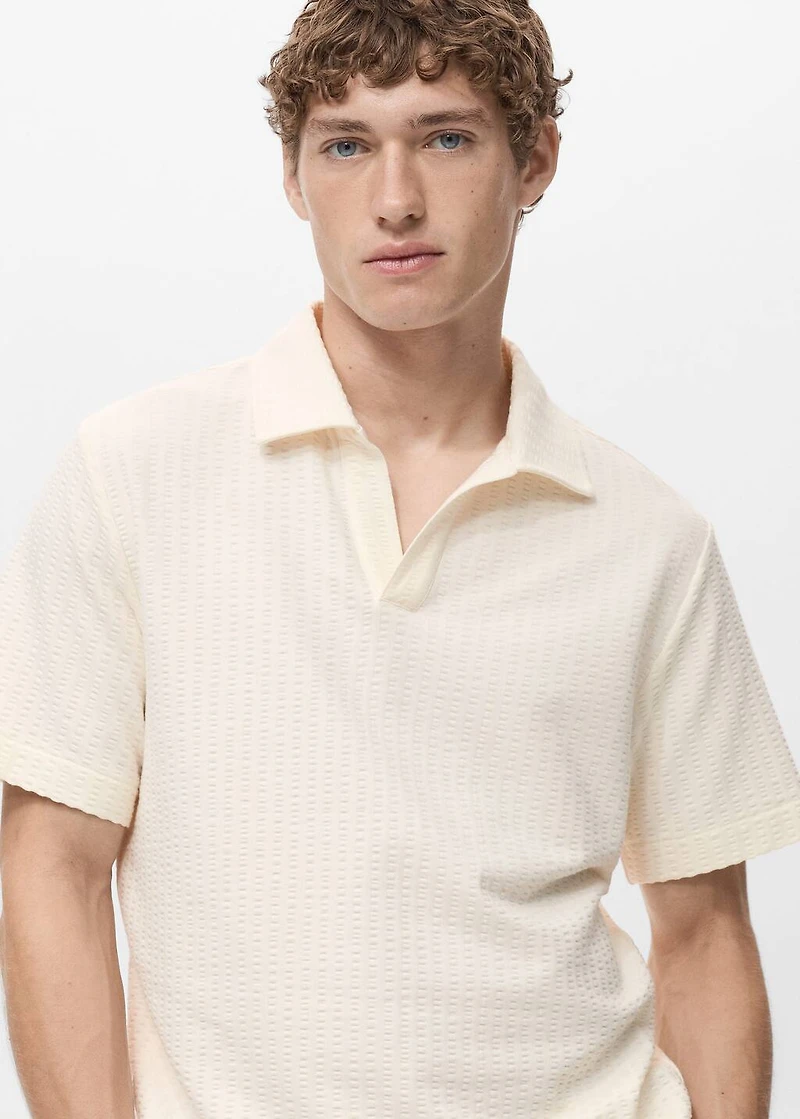 Seersucker cotton polo shirt