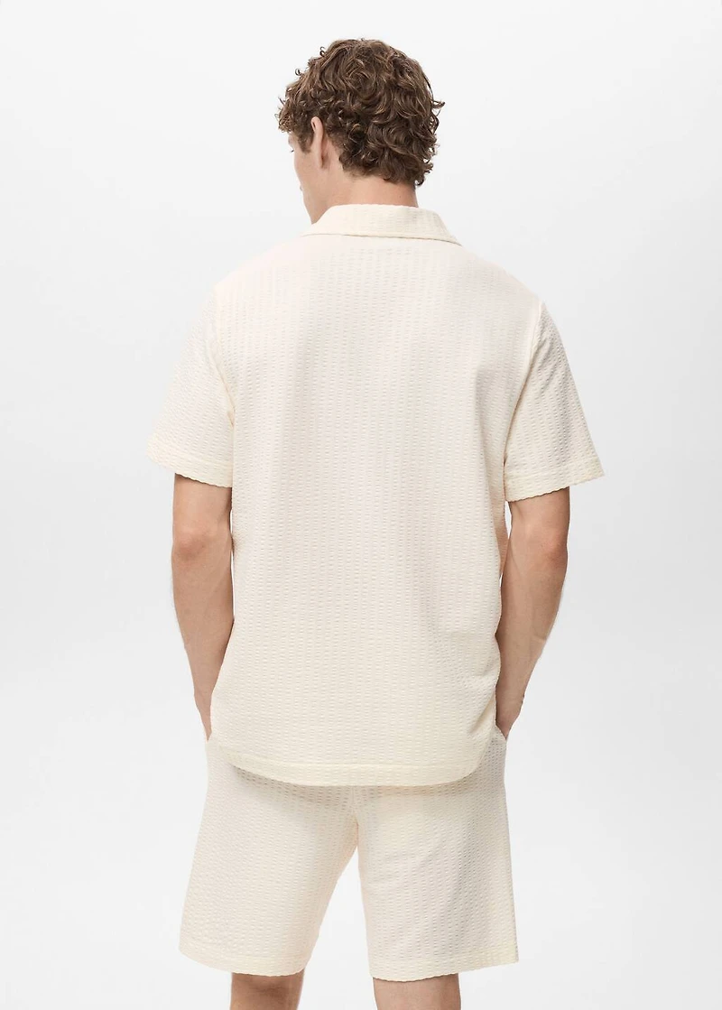 Seersucker cotton polo shirt