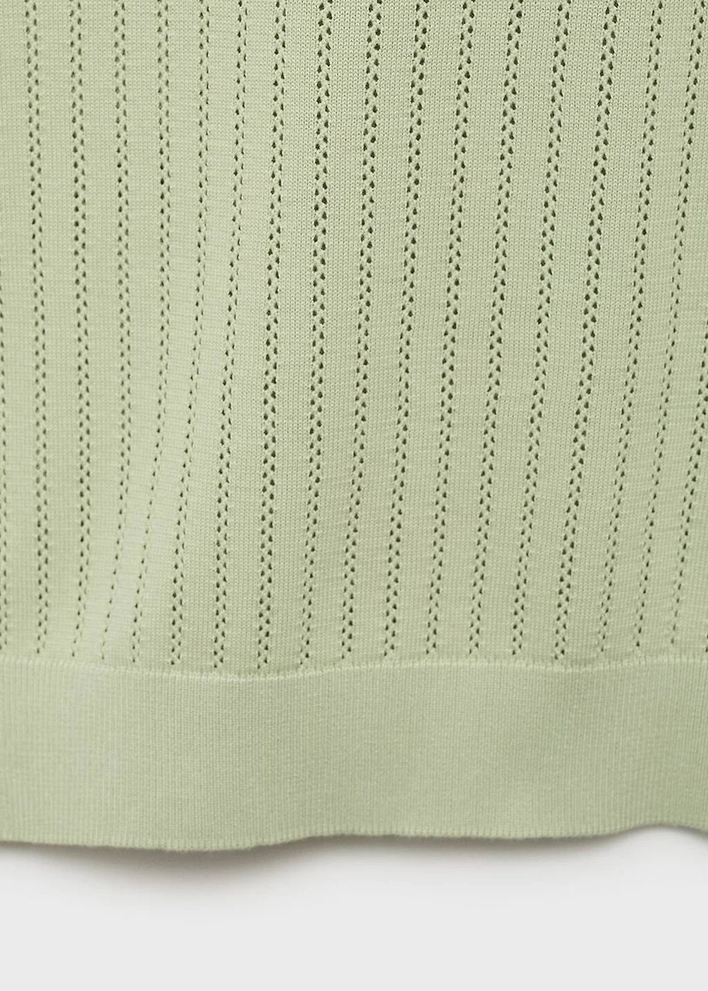 Striped openwork cotton t-shirt