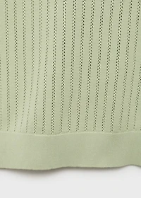 Striped openwork cotton t-shirt
