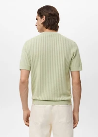 Striped openwork cotton t-shirt