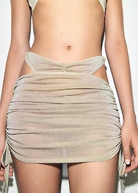Lurex gathered skirt with cut-out