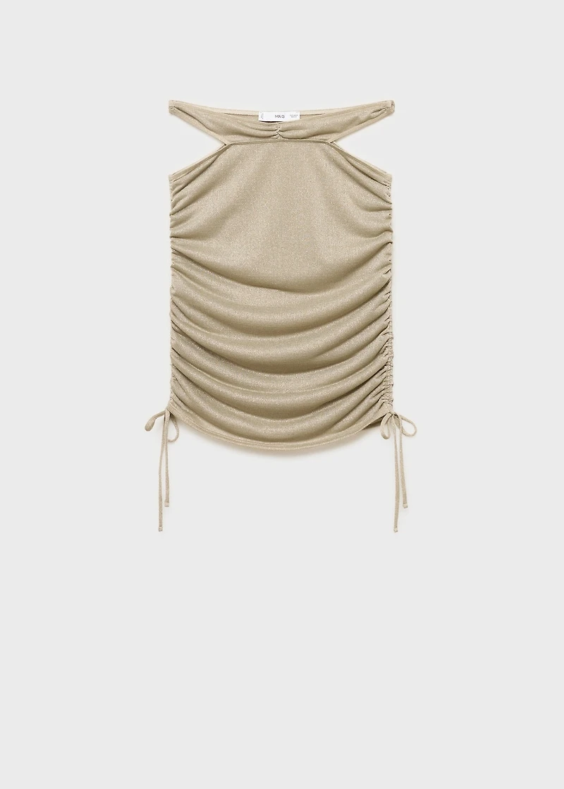 Lurex gathered skirt with cut-out