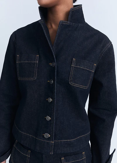 Fitted denim jacket with pockets