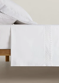 Cotton percale lace top sheet for 150/160 cm bed