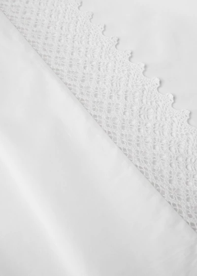 Cotton percale lace top sheet for 150/160 cm bed