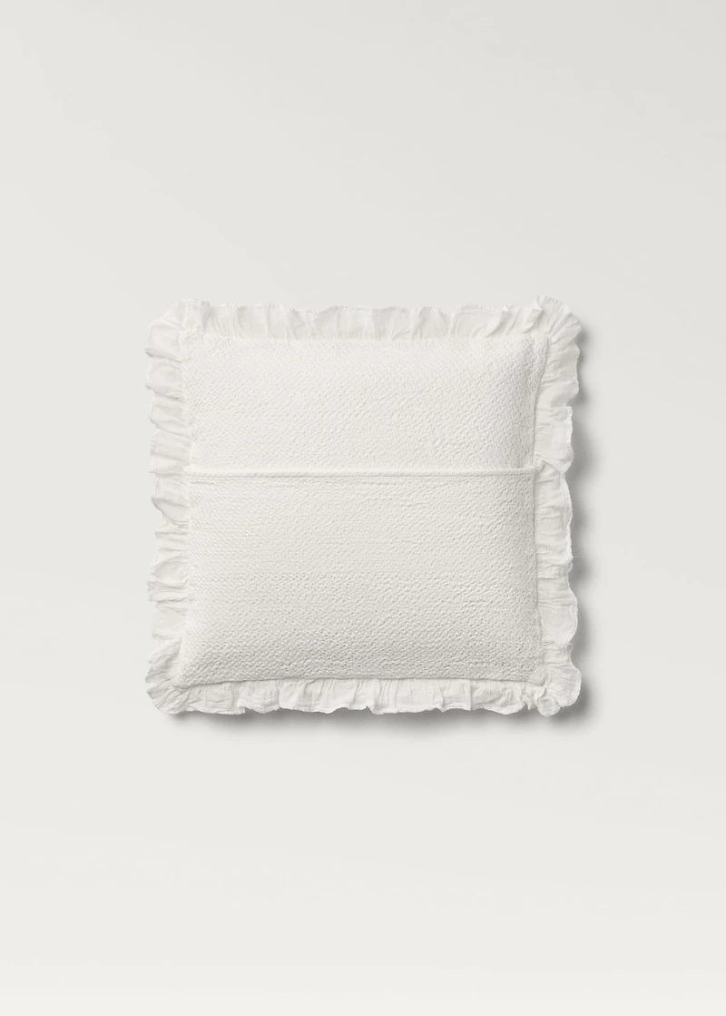 Cotton bed cushion cover with ruffle finish 50x50 cm