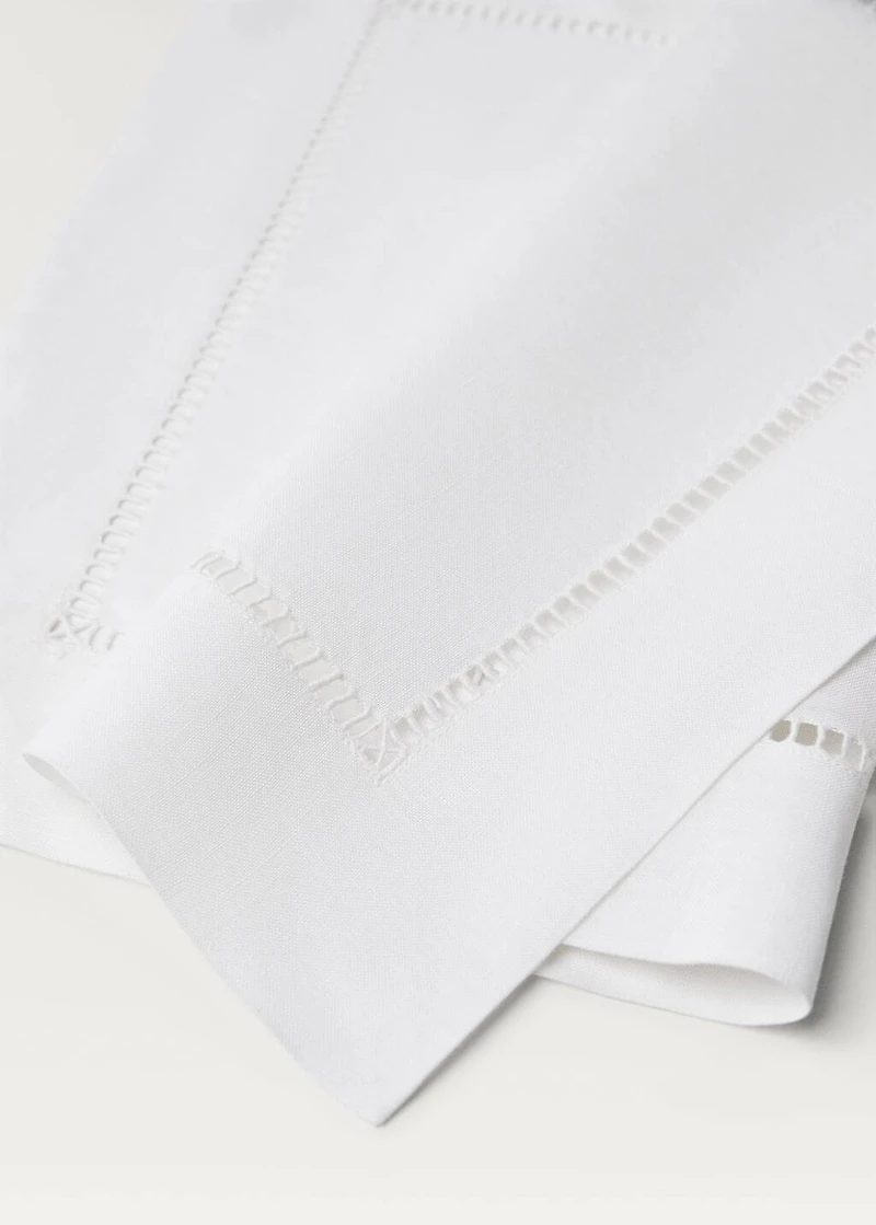 Embroidered hemstitched linen placemat