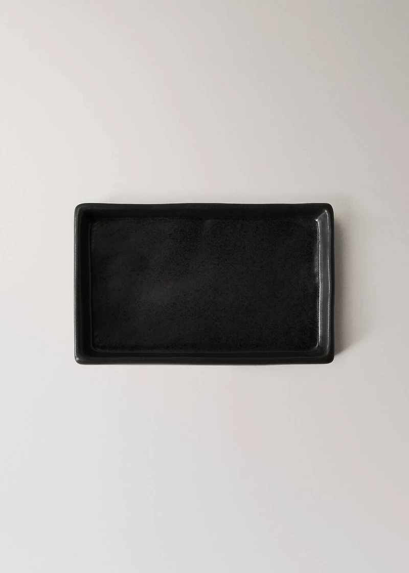 Matte-finish stoneware soap dish
