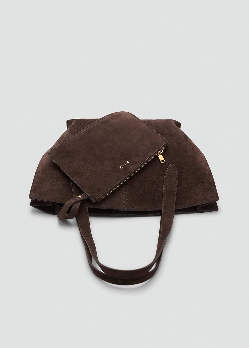 Suede mini shopper bag