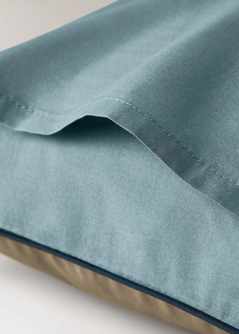 Reversible percale cotton pillowcase with contrasting piping 30x50 cm