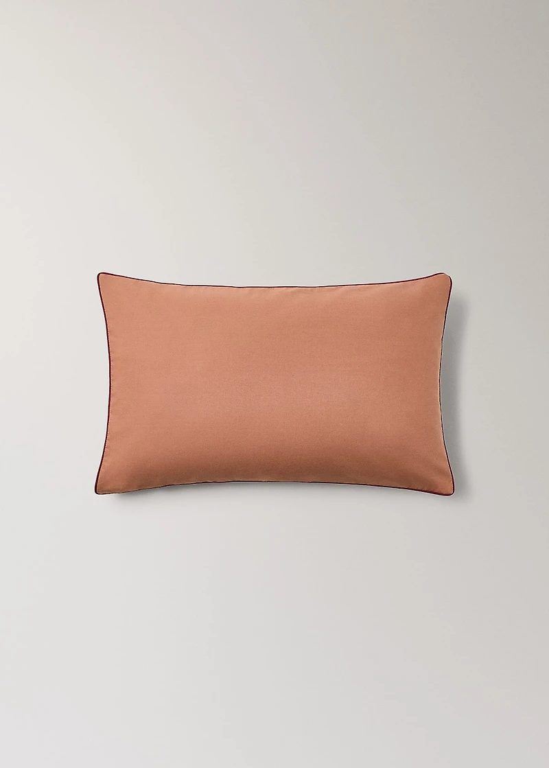 Reversible percale cotton pillowcase with contrasting piping 30x50 cm