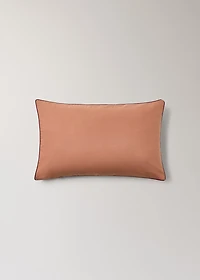 Reversible percale cotton pillowcase with contrasting piping 30x50 cm