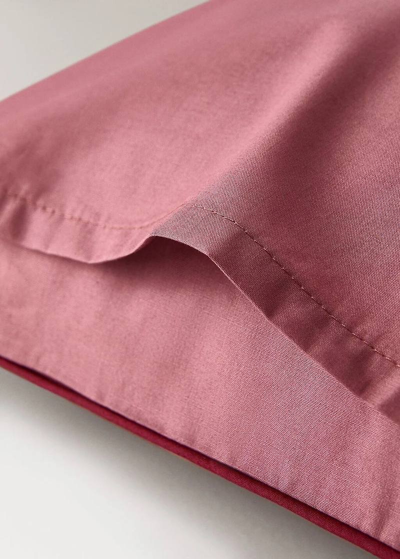 Reversible percale cotton pillowcase with contrasting piping 30x50 cm