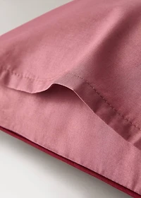 Reversible percale cotton pillowcase with contrasting piping 30x50 cm