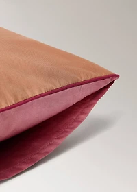 Reversible percale cotton pillowcase with contrasting piping 30x50 cm