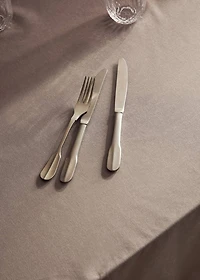 Resin-coated cotton tablecloth with overlock stitching for 8 to 10 diners