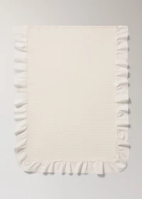 Jacquard cotton bedspread with ruffle for mini cot