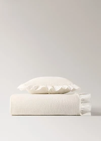 Jacquard cotton bedspread with ruffle for mini cot