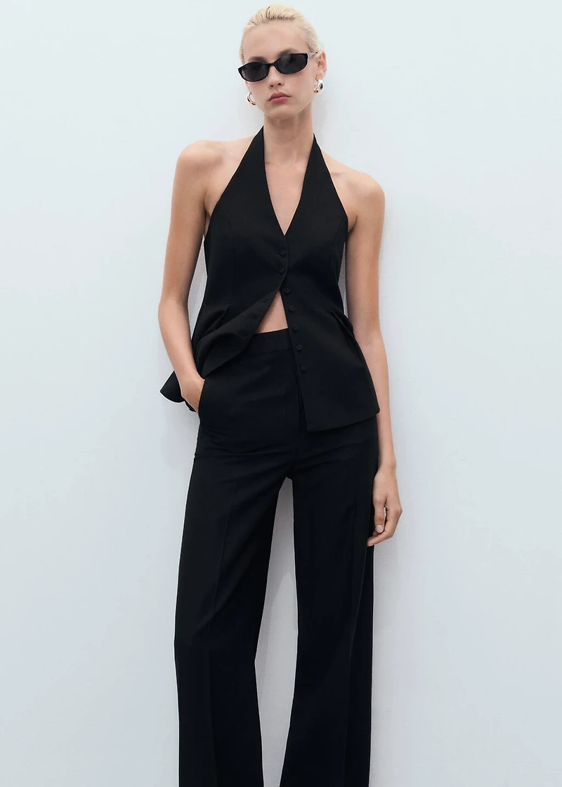 Straight mid-rise suit pants