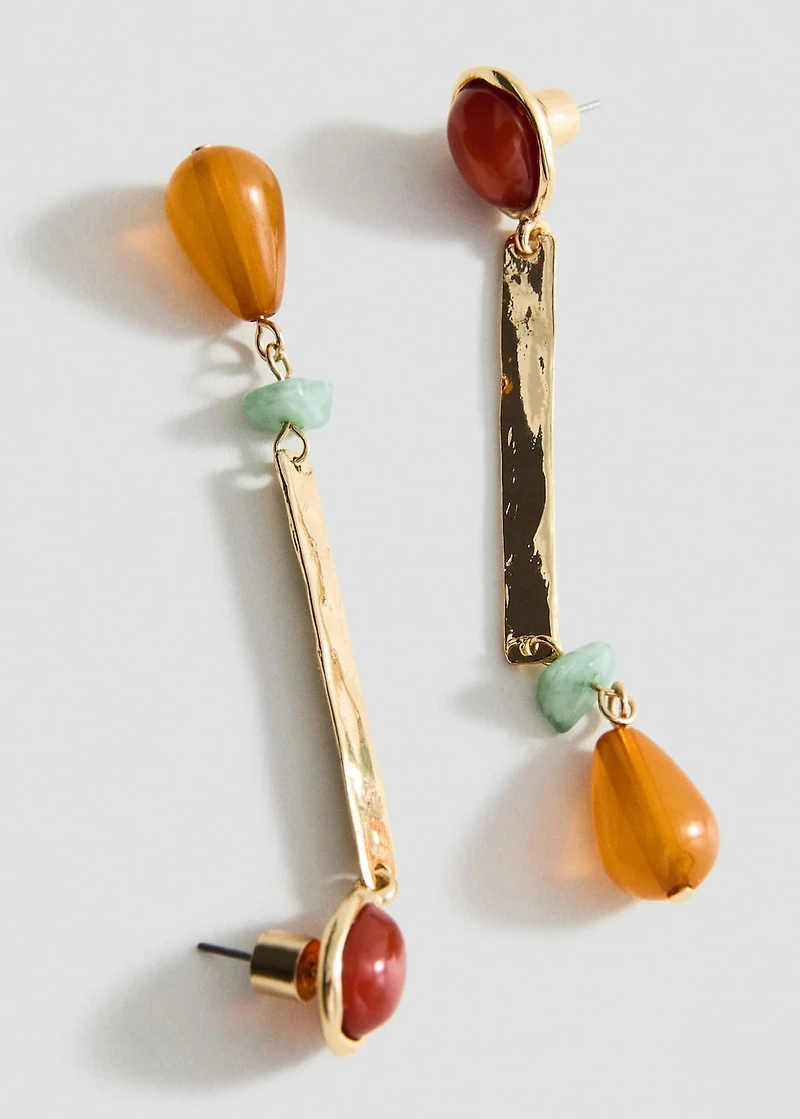 Long combined bead earrings