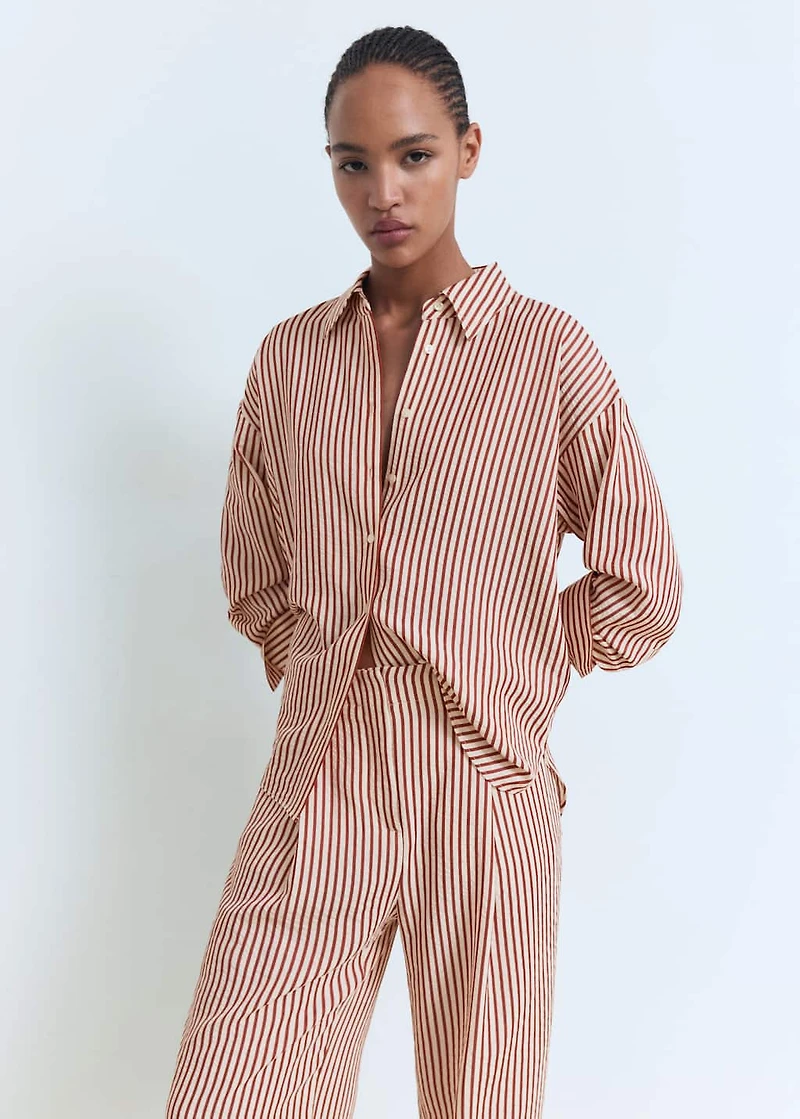 Pleated striped pants