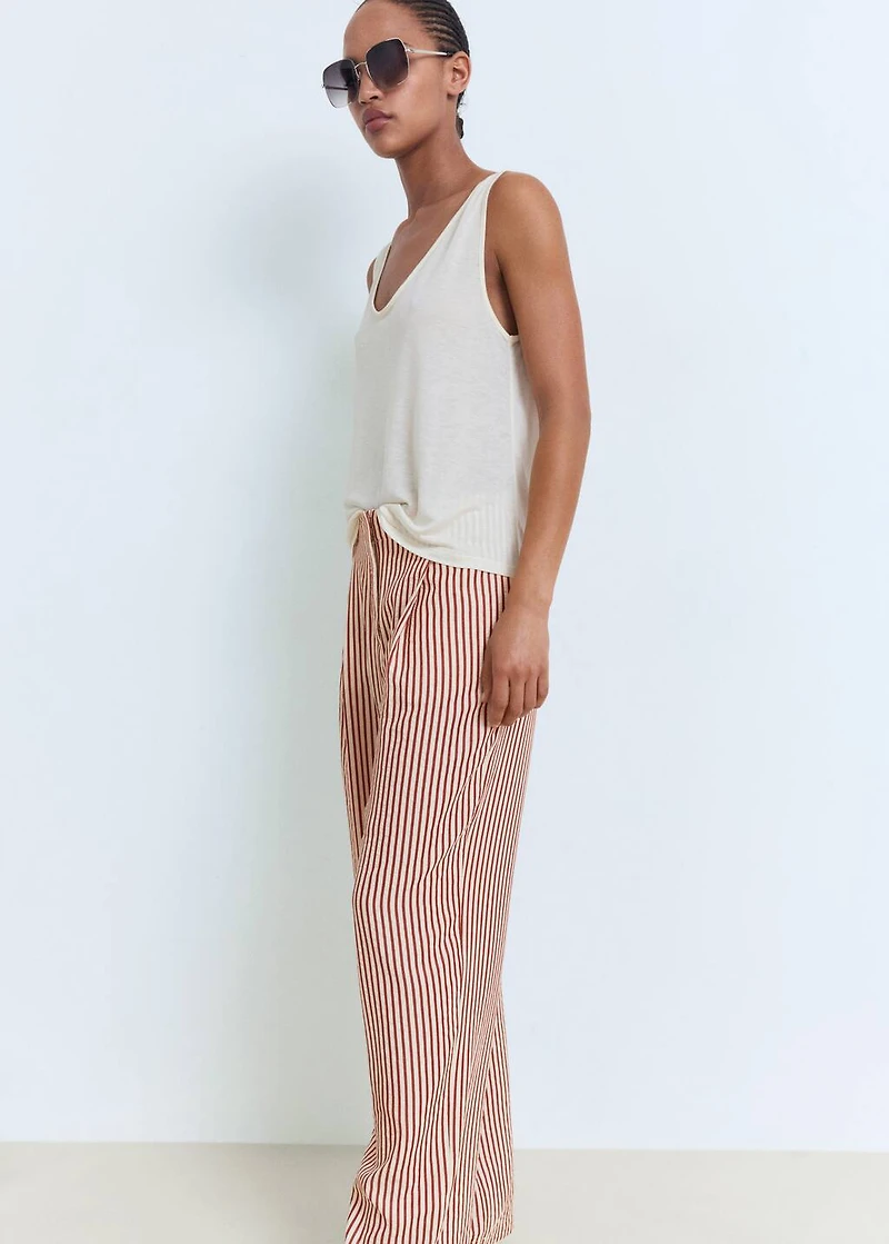 Pleated striped pants