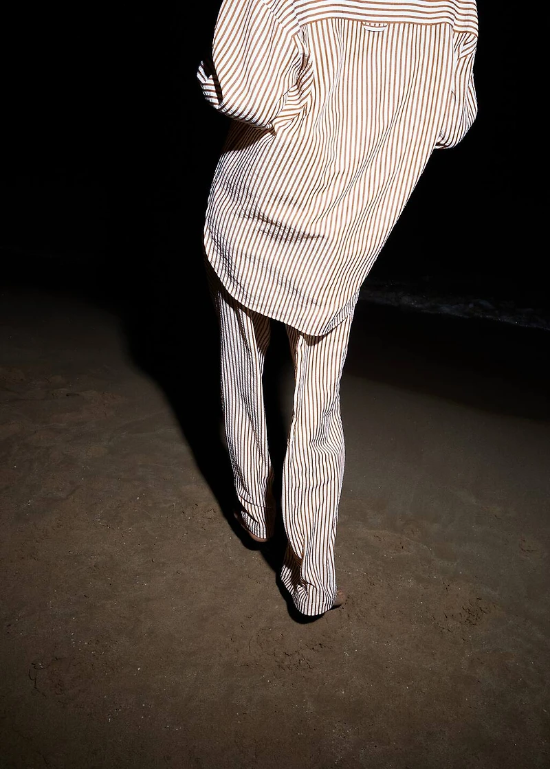 Pleated striped pants